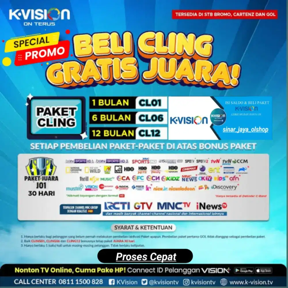 Promo paket K-vision 1 Bulan cling harga terjangkau bonus bein lengkap