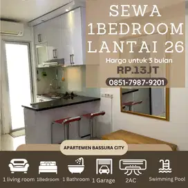 1 kamar besar sewa atas mall full furnished apartemen bassura city