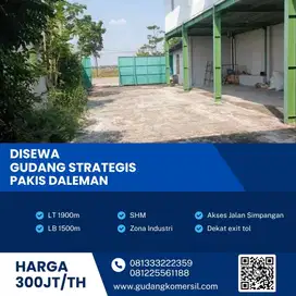 Disewakan Gudang Industri Zona Merah Luas 1900m2 Berlimbah ,Klaten