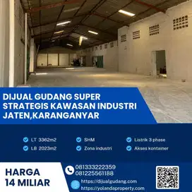Dijual Gudang Super Strategis Zona Industri Jaten,Karanganyar 3362m2