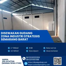 Disewakan Gudang Zona Merah Industri Super Strategis Semarang Barat 650m2