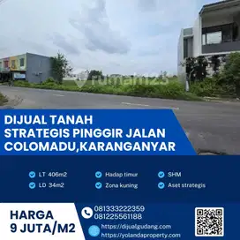 Dijual Lahan Strategis Pekarangan Lokasi Colomadu,Karanganyar Luas 406m2