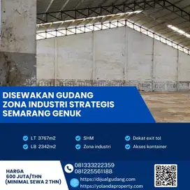 Disewakan Gudang Zona Merah Industri Super Strategis Genuk,Semarang 3767m2