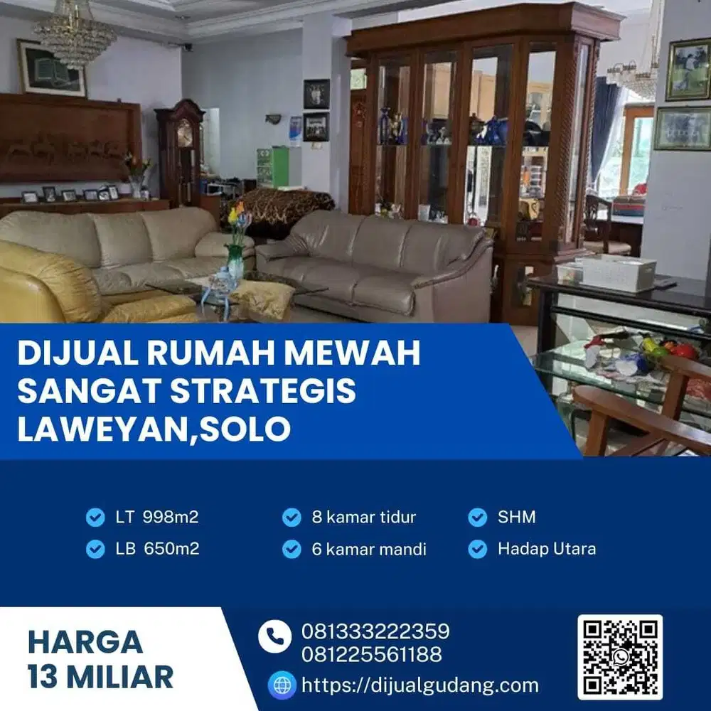Dijual Rumah Mewah Sangat Strategis Solo Luas 998m2