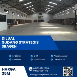 Dijual Gudang Strategis Industri Pergudangan 5936m2 Berlimbah Sragen