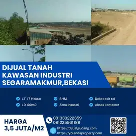 Dijual Tanah Kawasan Industri Strategis Tarumajaya,Bekasi,Luas 17 Ha