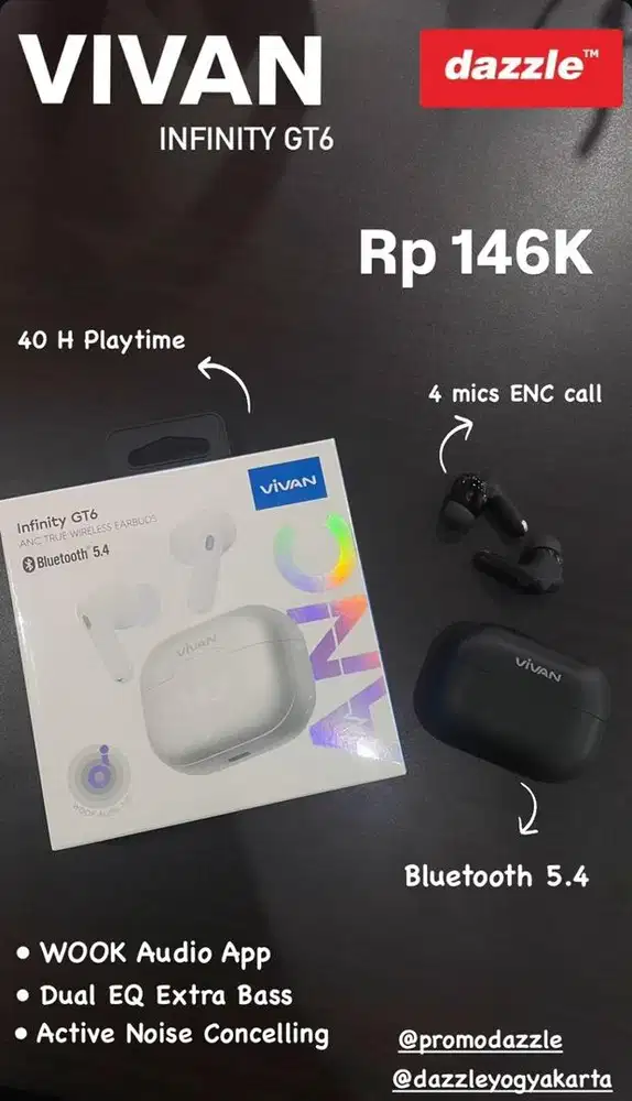 HEADSET NIRKABEL VIVAN INFINITY GT6