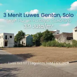3 Jt-an: Tanah Apik Solo Purbayan Tepi Jalan Aspal, Dekat Area The Park Mall