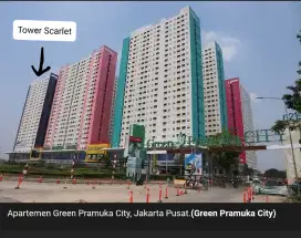Disewakan Apartment Green Pramuka, Tower Scarlet, 2BR, Diatas Mall GPS