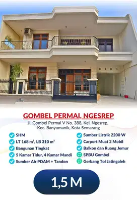 Dijual Cepat! Rumah Hook Elegan Gombel Permai Semarang
