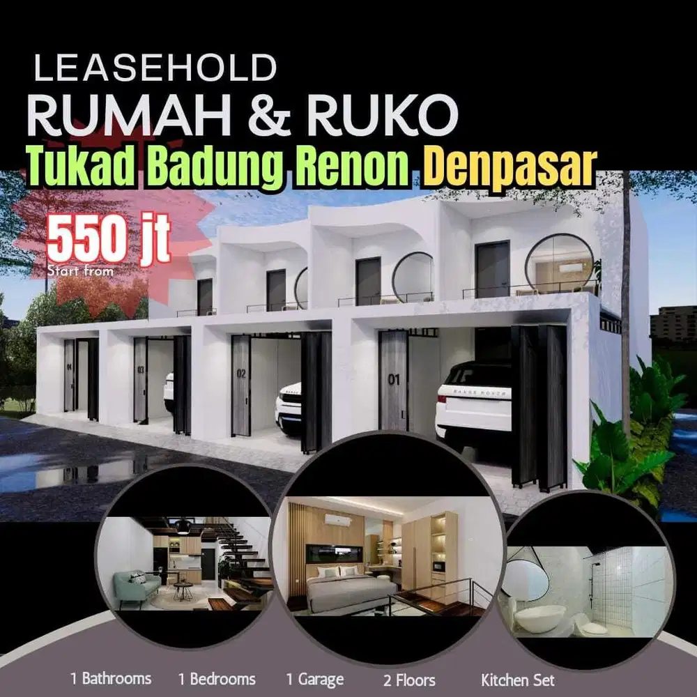 Leasehold Rumah dan Ruko Tukad Badung Renon Denpasar Bali