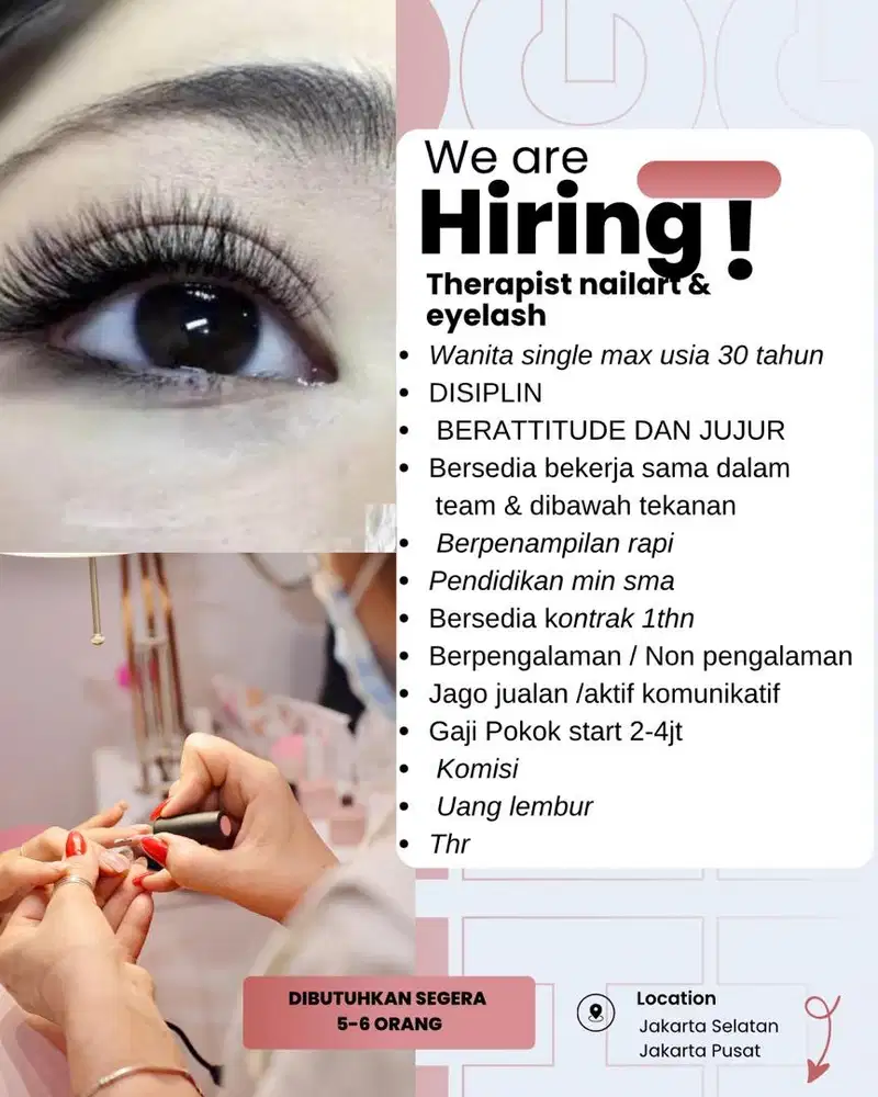 Lowongan therapist eyelash & nailart