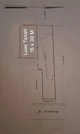 DIJUAL TERMURAH - RUMAH ( Hitung Tanah) Nol Jalan di Jl . Sambikerep