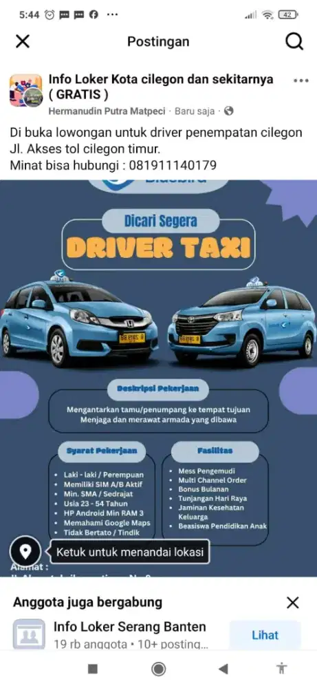 Lowongan sopir taksi