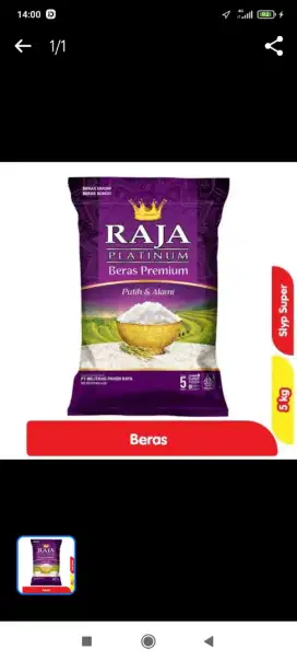 Beras premium 5kg sania raja platinum