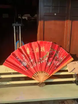 hiasan dinding kipas pecinaan motif bunga sakura oriental jumbo
