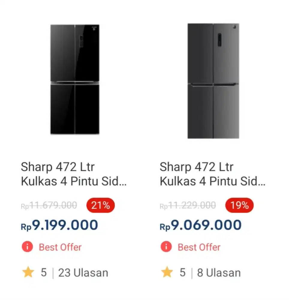 Kulkas sharp 4 pintu kapasitas 472l