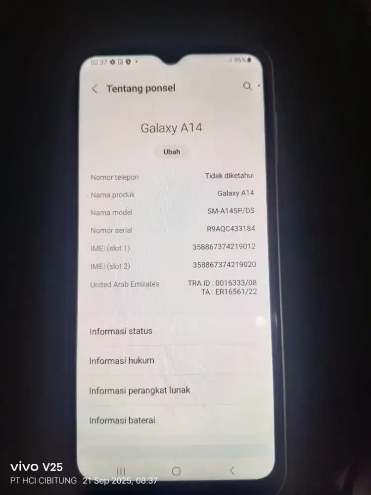 Saaming galaxy a14 batangan ram 6/128