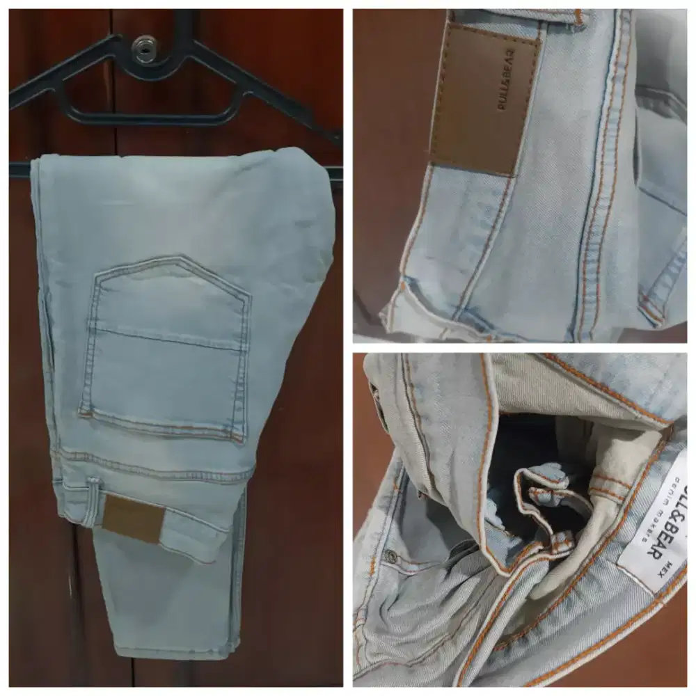 Celana Jeans Pull n Bear Men model Stretch Size 32 Biru Muda