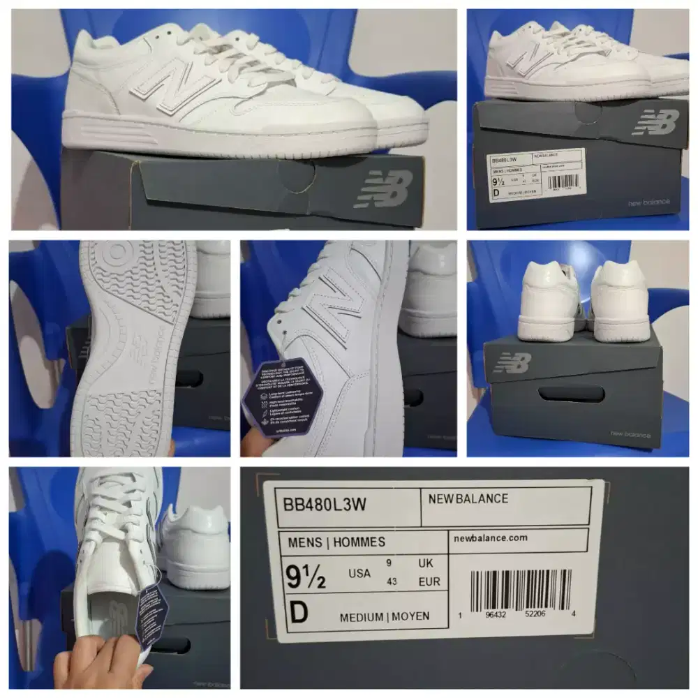 Sepatu New Balance Men NB480 Sneakers White Size 43 Brand New Original