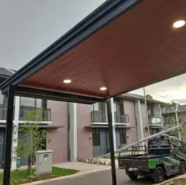 Kanopi atap alderon pelapon PVC rangka besi holloh galpanis