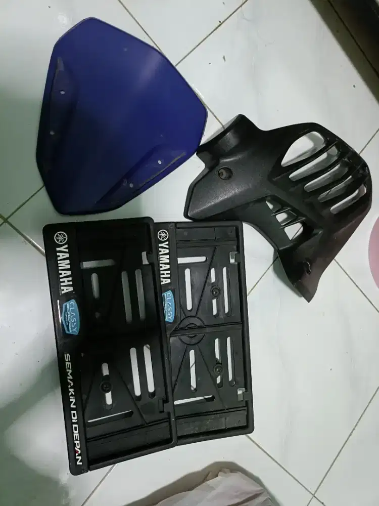 cover radiator, tempat plat nomer dan wind shield aerox old