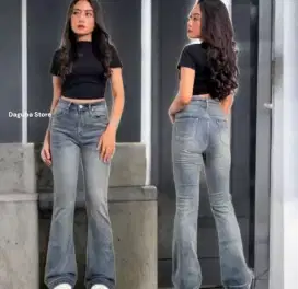Celana panjang Cutbray Highwaist