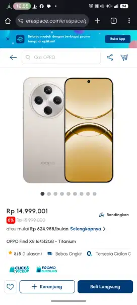 find x8 cicilan tanpa kartu kredit
