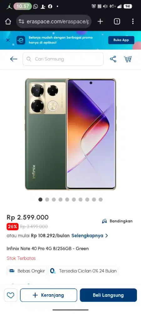 infinix note 40 cicilan tanpa lwrtu kredit