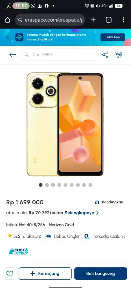 infinix 40i cicilan tanpa kartu kredit
