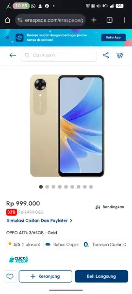 oppo a17 k cicilan tanpa kartu kredit