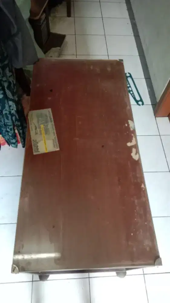 Meja Kayu Kaca + Roda