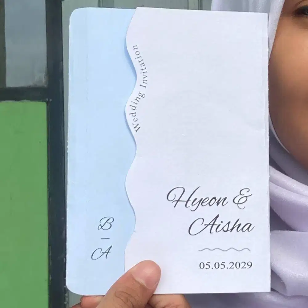 Jual Jasa Desain Kartu Undangan Pernikahan Lipat 3 Unik Disertai Foto