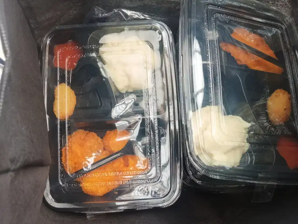 Mashed potatoes, (chicken Katsu, Udang Keju, Udang Tempura )