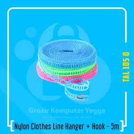 Tali Jemuran Pakaian Nylon Clothes Line Hanger + Hook 3m