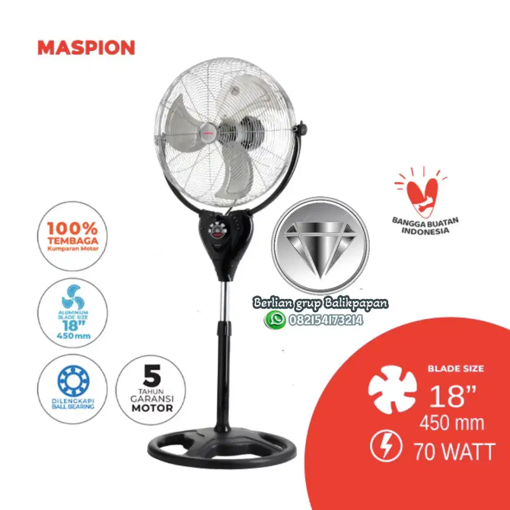 Cod (Maspion Kipas Angin Berdiri 18 inch Besi Remote PW 1803RC