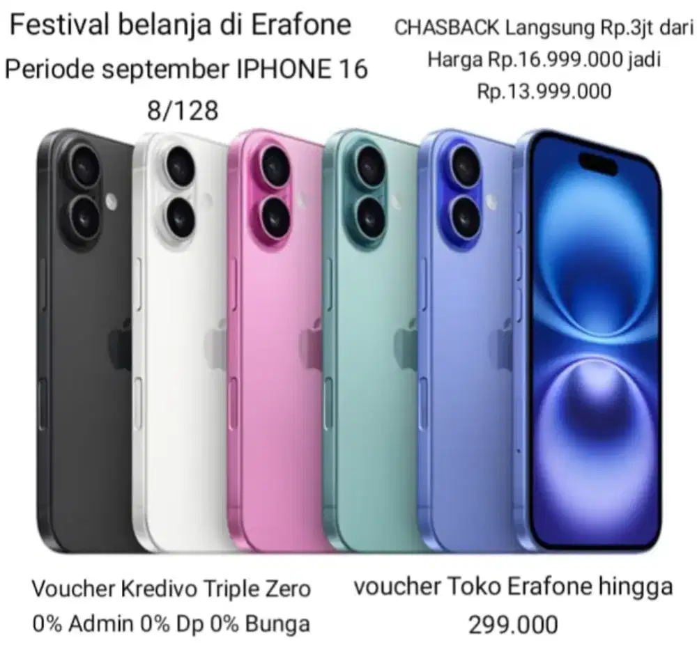 Iphone 16 8/128 Promo Triple Zero 0% Pake kredivo
