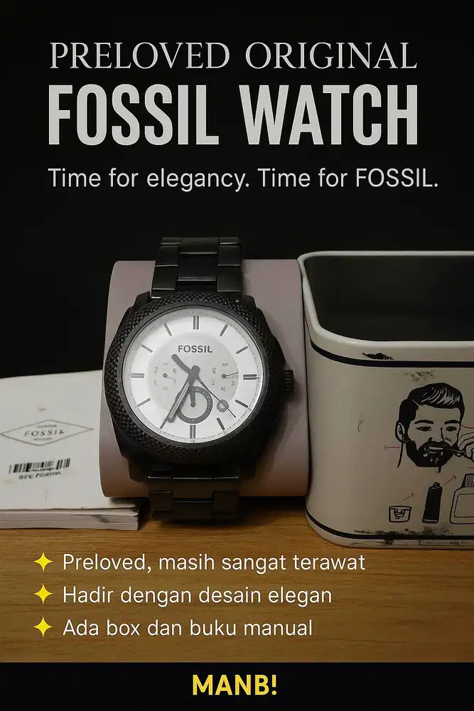 Jam tangan fossil hitam stainless steel