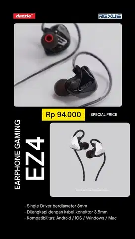 Rexus EZ4 - Earphone Gaming - Earphones Headphones