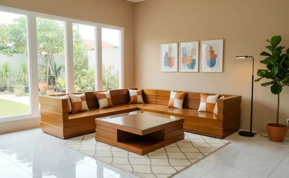 Kursi Sudut Kayu Jati Minimalis Modern – Elegan,Kokoh,Mewah dan Nyaman