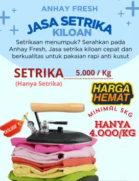 Jasa setrika rumahan 20k/5kg