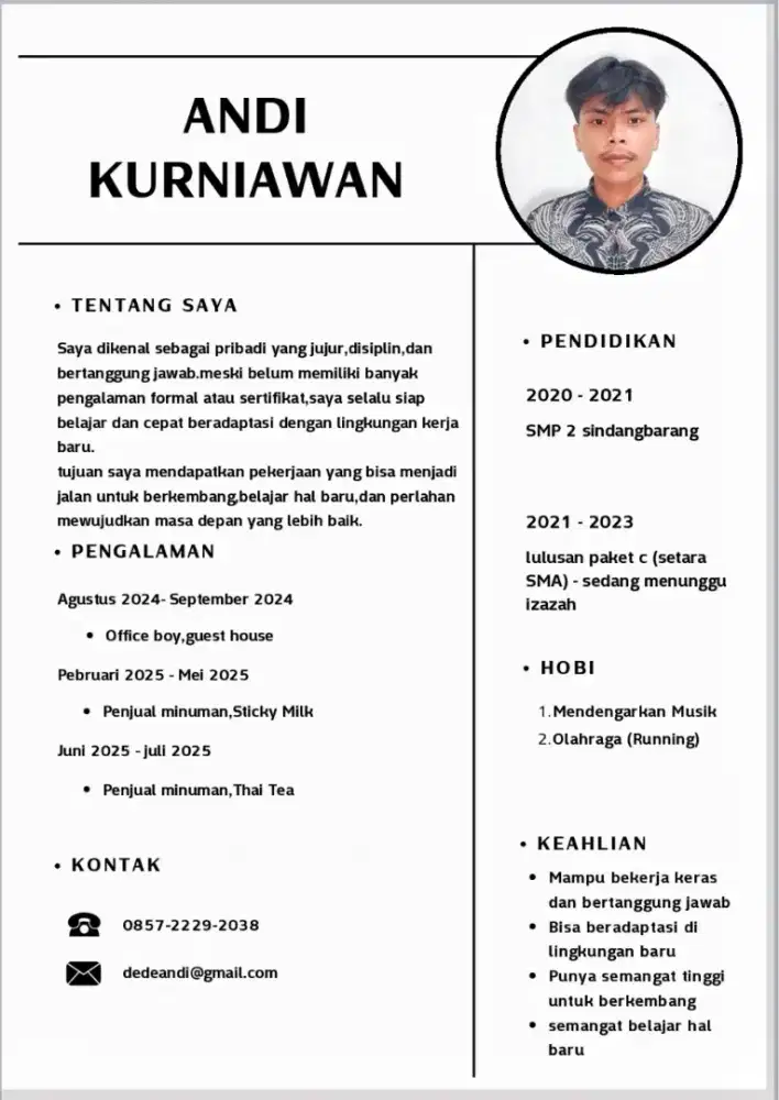 saya ingin mencari pekerjaan,apa saja, security jaga tko dn lain²