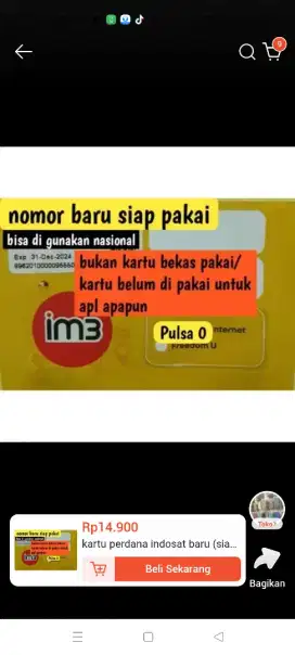 KARTU PERDANA SUDAH REGISTRASI TINGGAL PAKAI SAJA SUDAH AKTIF INDOSAT