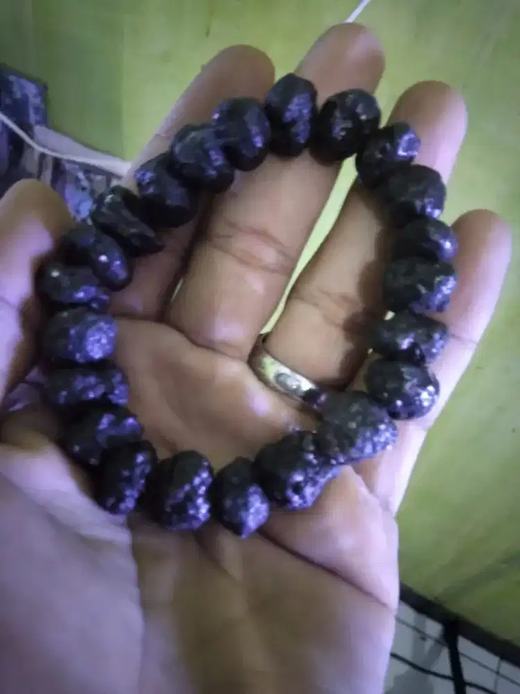 Gelang meteorit asli natural nempel magnet full meteorit