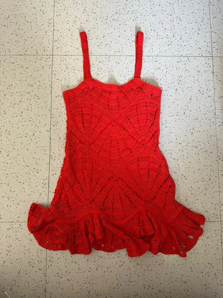 Zara Woman NWT SS25 Red Crochet Peplum Dress [Brand New with Tag]