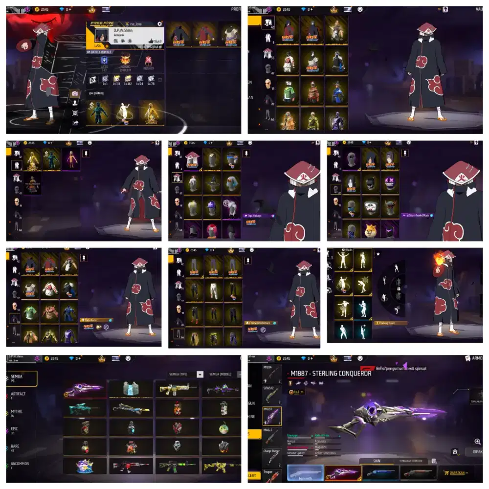 Jual akun FF spek polosan bandel itachi