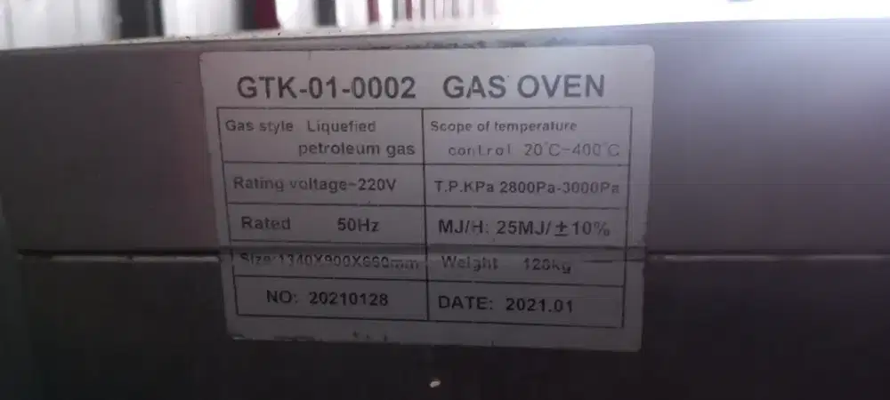 Guataka Gas Oven bakery