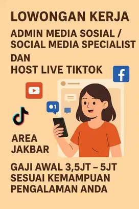 lowongan kerja host live & admin media sosial social media specialist