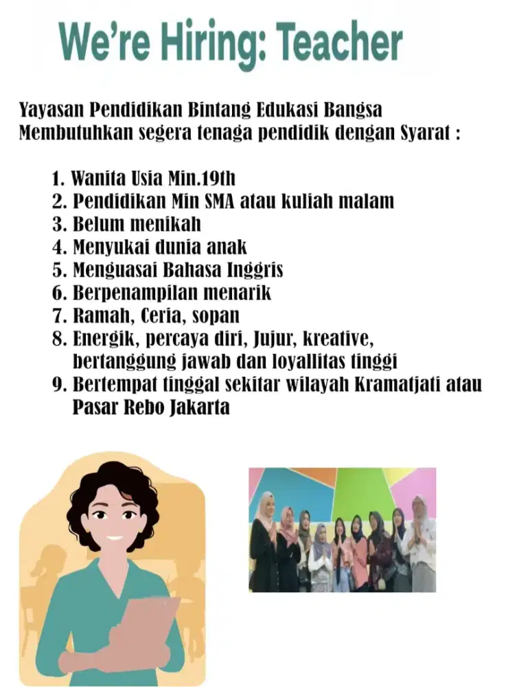 LOWONGAN GURU WANITA