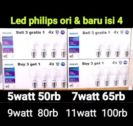 Led philips asli ori baru isi 4/box,5w 50rb, 7w 65rb,9w 80rb,11w 100rb